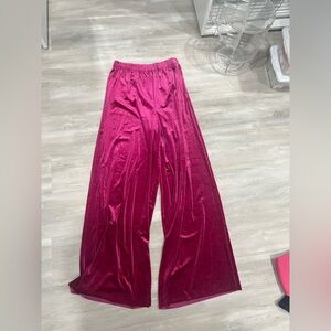 Zenana Outfitters Velvet Pants in Deep Pink